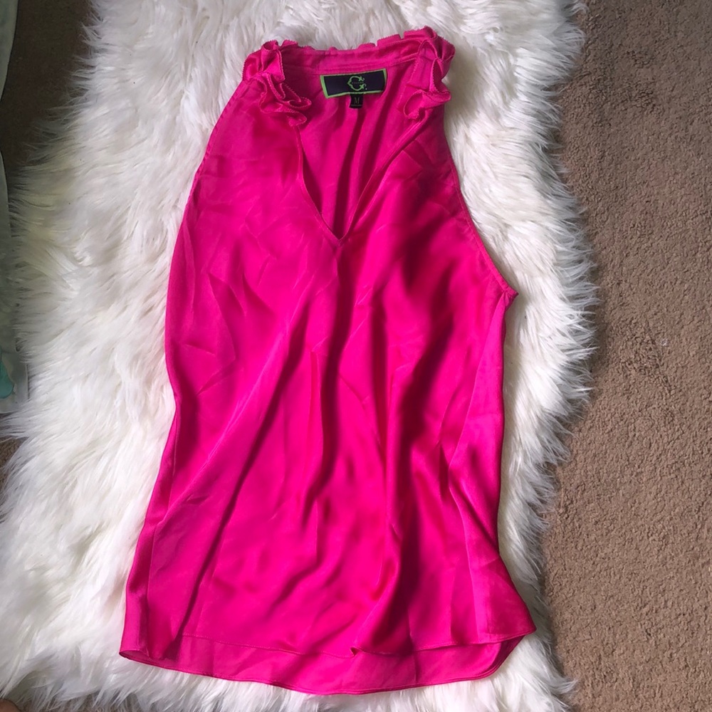 C Wonder | Pink tank top ruffle v neck M
